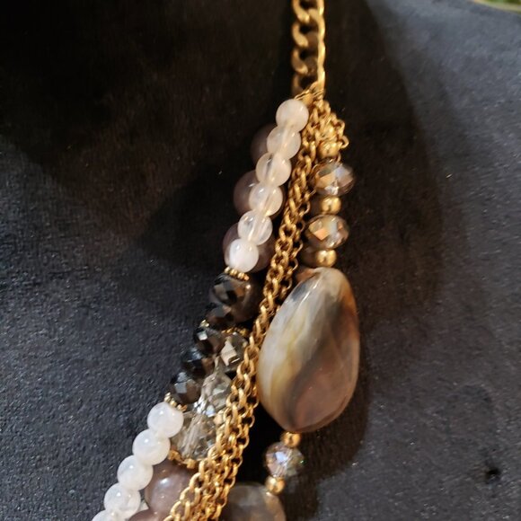 Womens Fashion Multicolor Beads Multi Strand Collar Necklace with Lobster Clasp - Picture 3 of 6